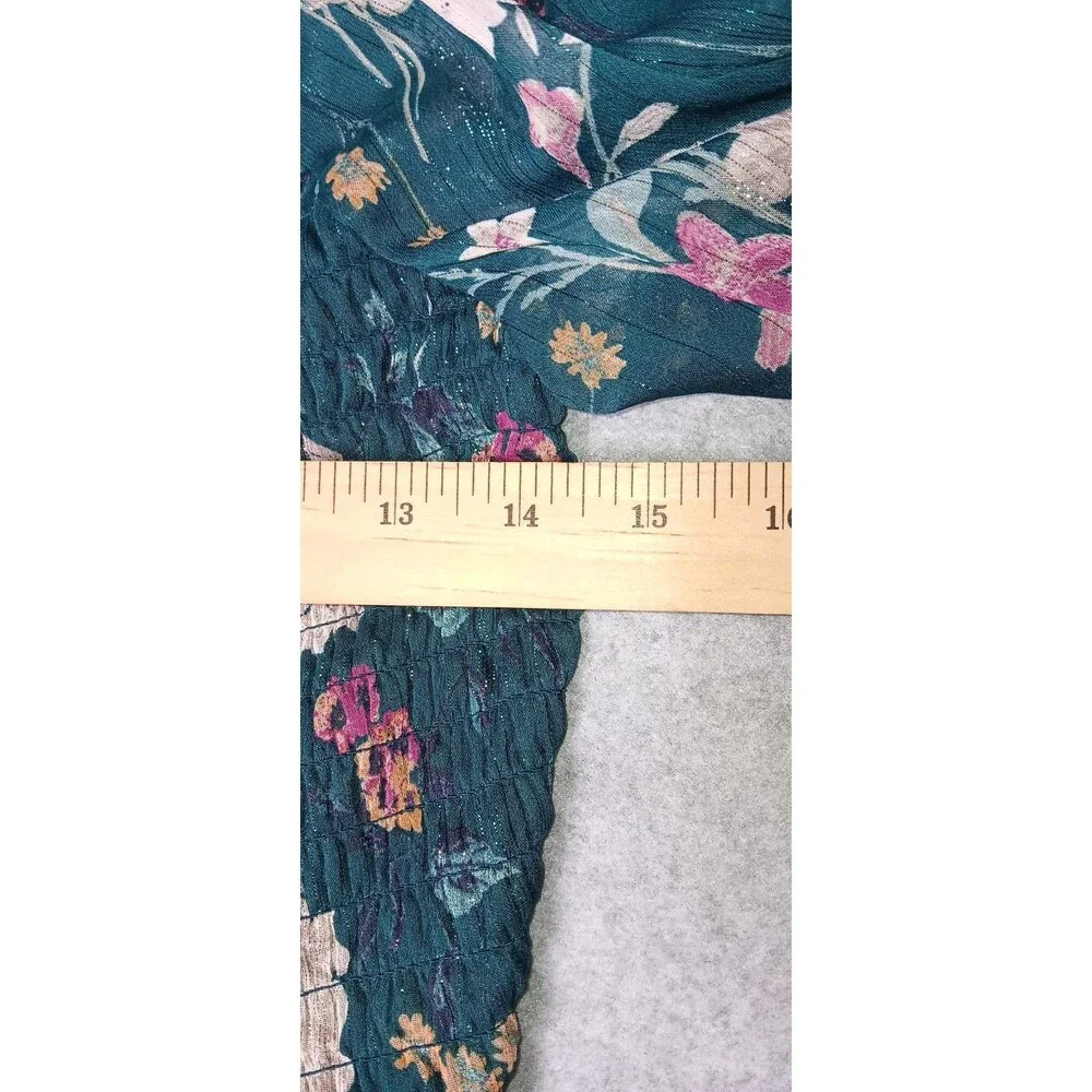 NWT! Lily Rose Smocked Tiered Maxi Dress Juniors Large Jade Blossom Green Puffed